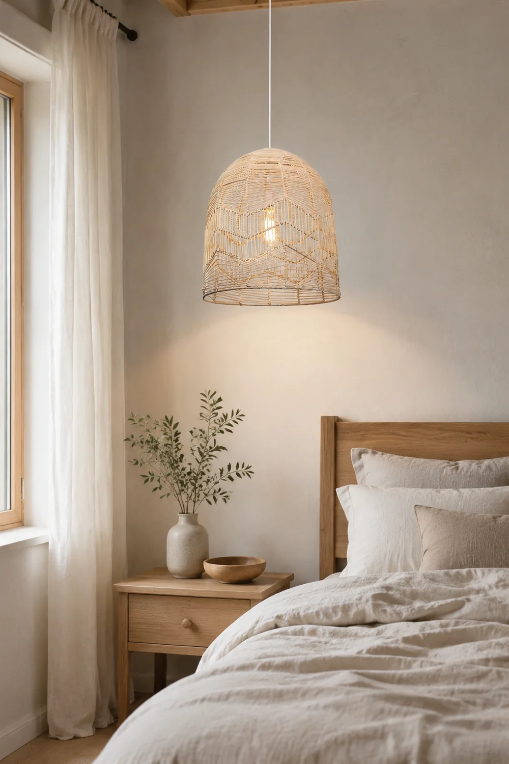 Vintage Handmade Basket Rattan Round Shades Pendant Light - Lumpaz