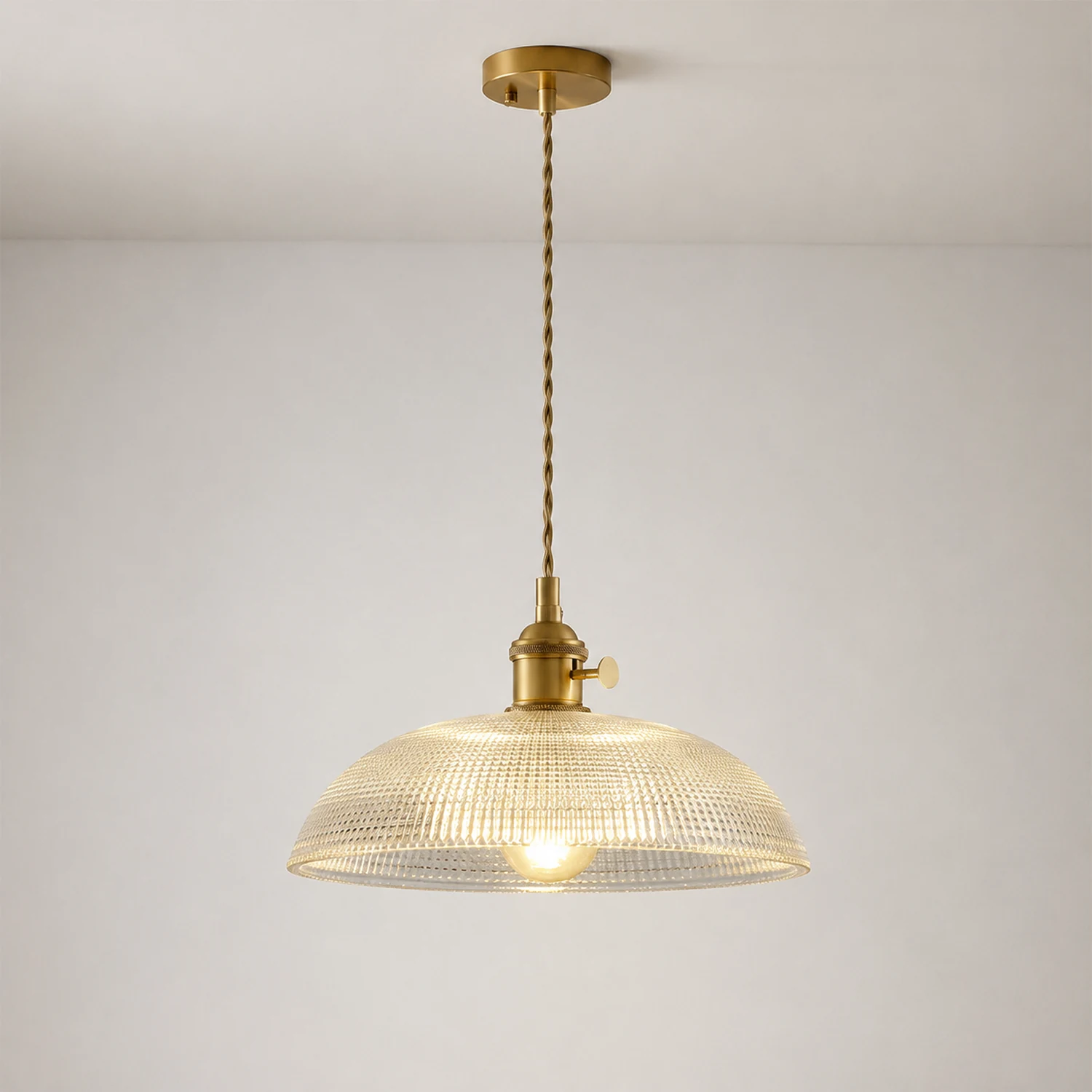 Vintage INS Glass Ribbed Pendant Light - Lumpaz