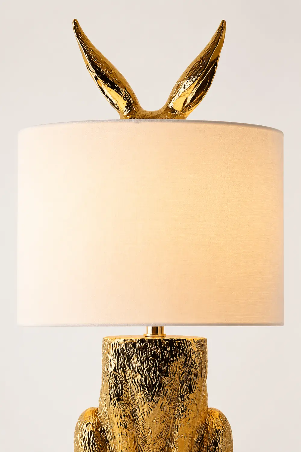 Alice Kaninchen Zylinder Tischlampe Metall, Schwarz/Weiß/Gold - Lumpaz