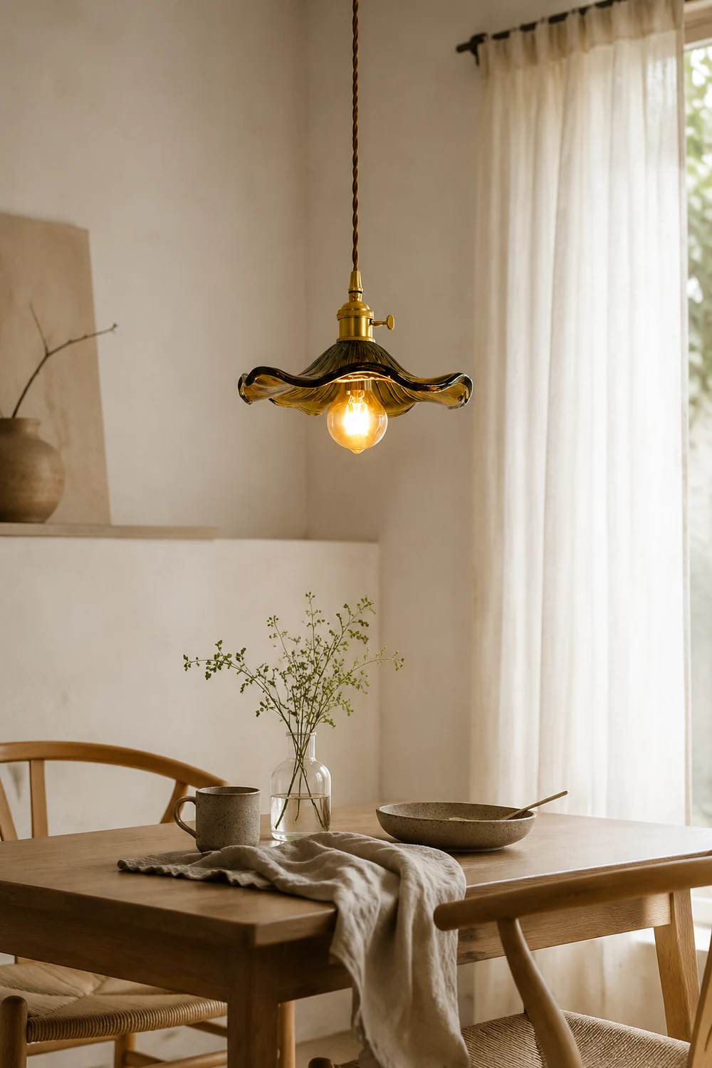 Stylish Hibiscus Flower Glass Pendant Light - Lumpaz