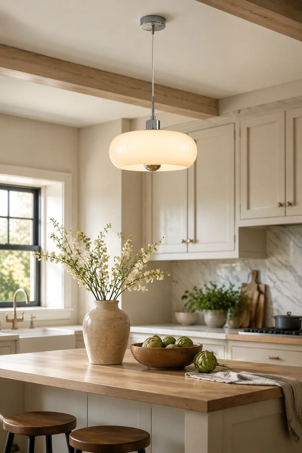 Vintage Bauhaus Round Glass Pendant Light - Lumpaz