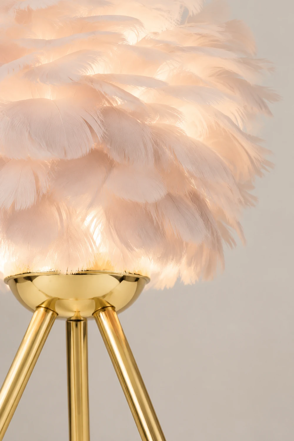 O'Moore Boho Design LED Stehlampe Weiß/Rosa/Grau/Dunkelrosa Wohn/Schlafzimmer Metall/Feder - Lumpaz