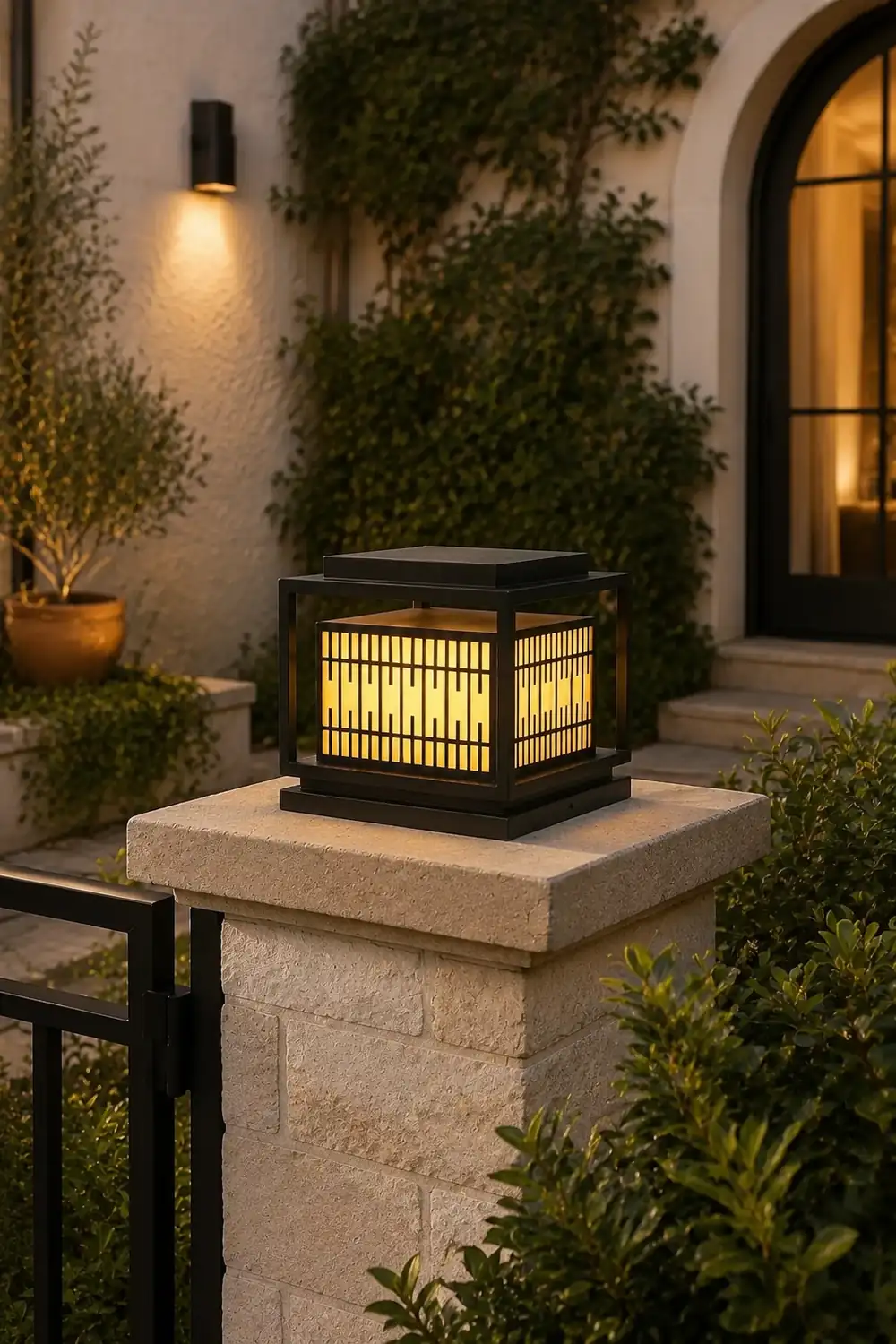 Window Grille Outdoor Post Light - Lumpaz