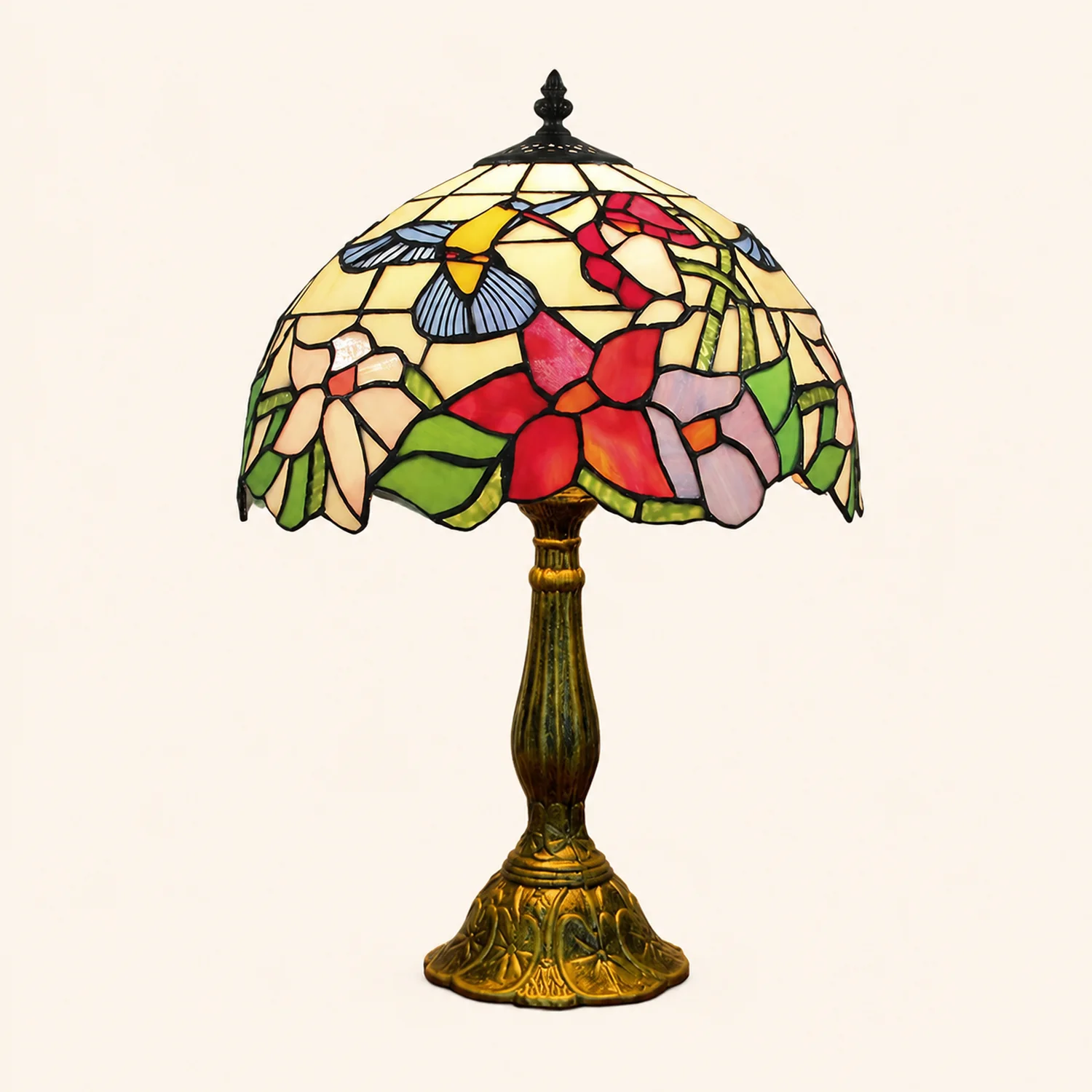 Alessio Design Bunt LED Tischlampe mit Kuppelschirm Wohn/Schlafzimmer Metall&Glas - Lumpaz