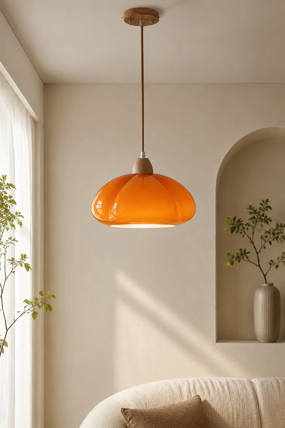 Vintage Glass Pumpkin Pendant Light - Lumpaz