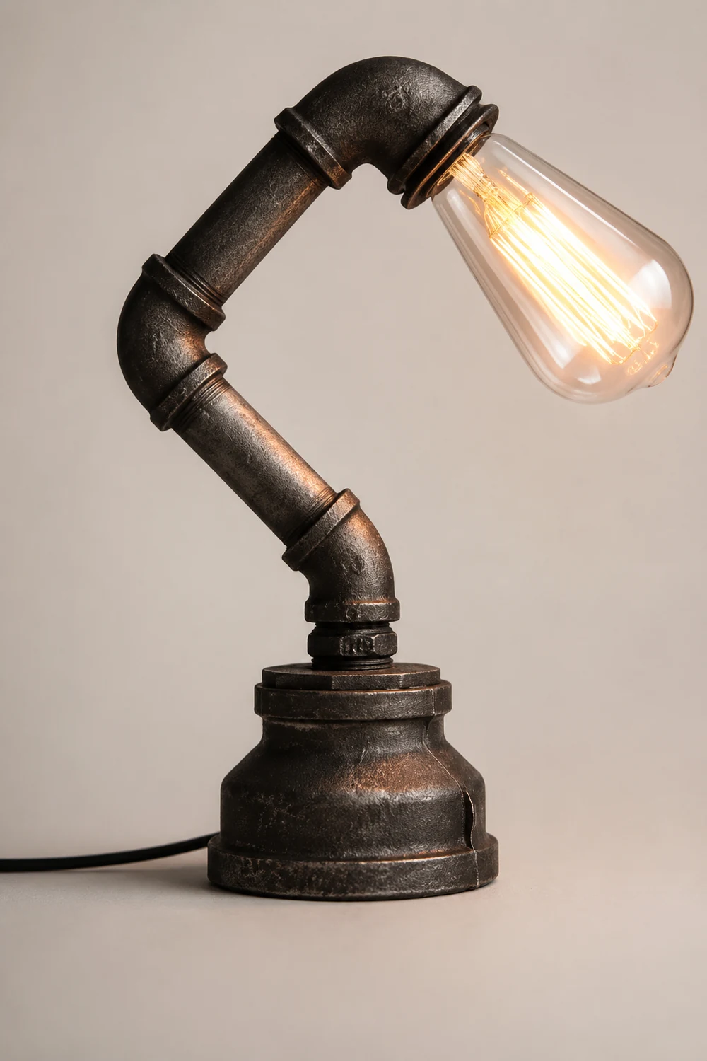 Alessio Vintage Industrial Zylindrische Metall/Glas Wandleuchte, Schwarz - Lumpaz