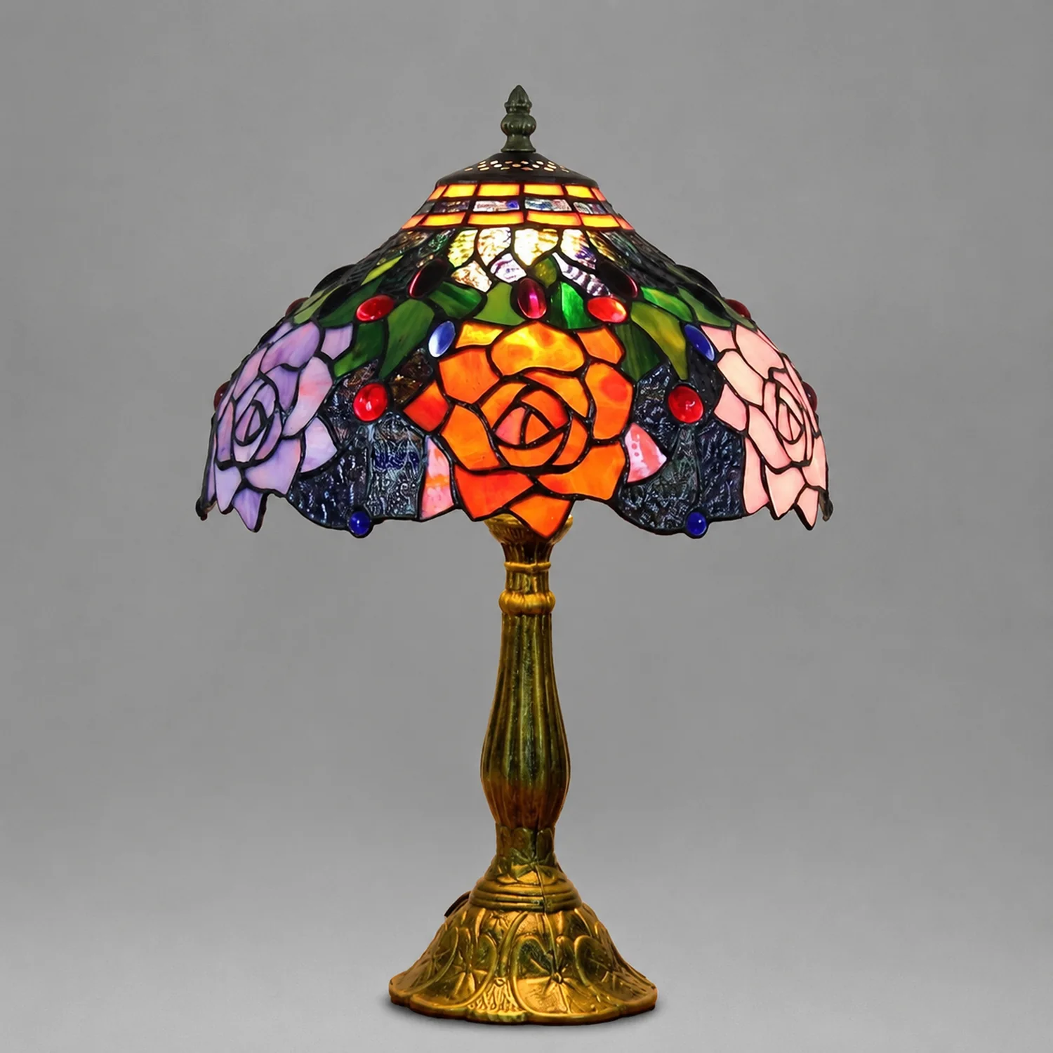 Alessio Design Bunt LED Tischlampe mit Kuppelschirm Wohn/Schlafzimmer Metall&Glas - Lumpaz