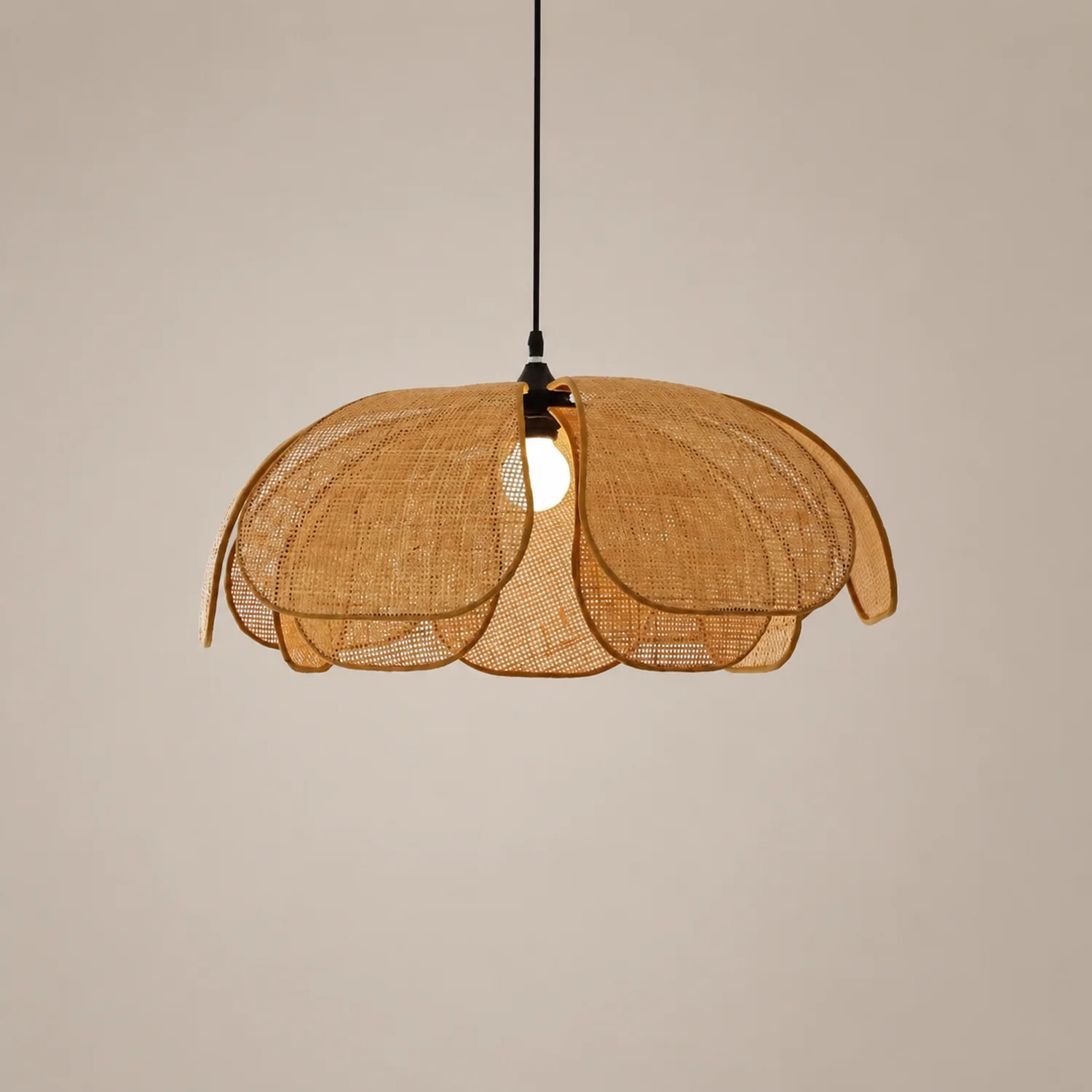 Rattan Petal Rustic Lamp Shade Pendant Light - Lumpaz