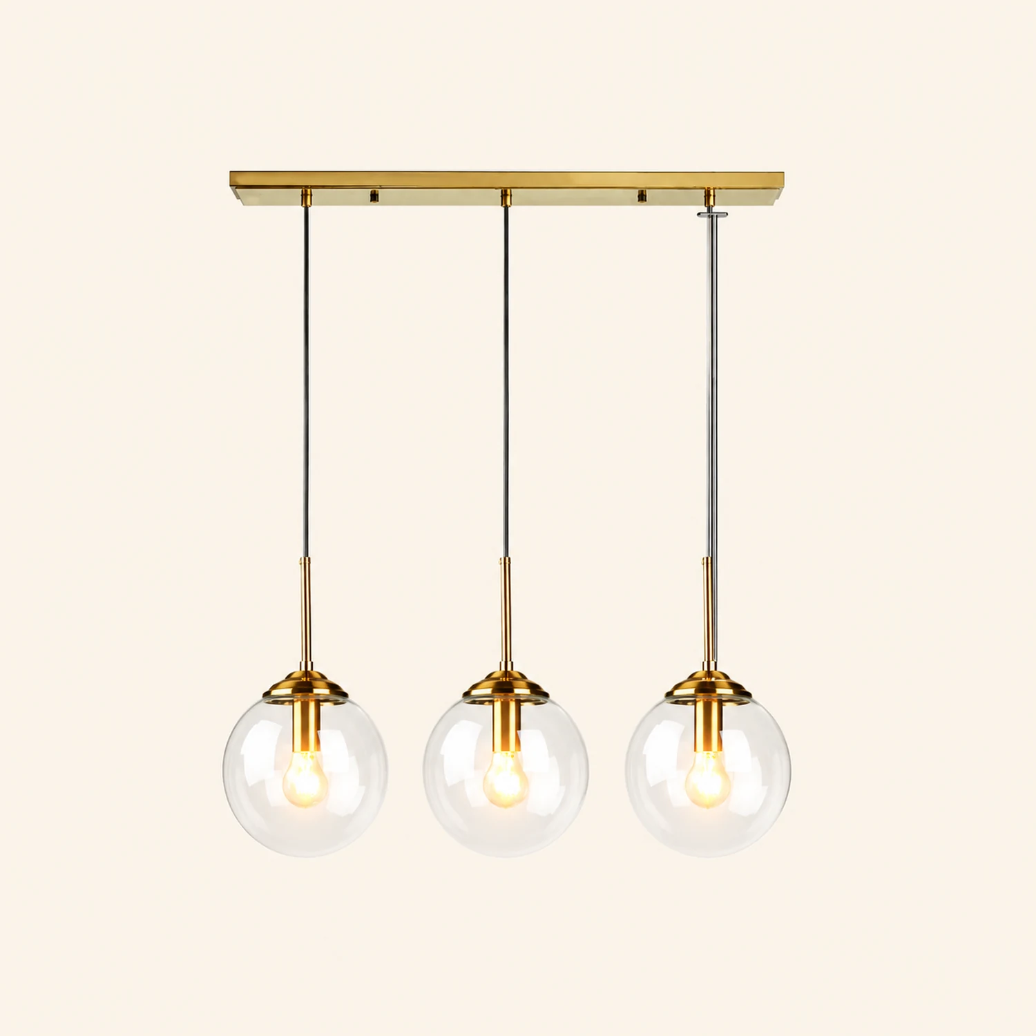 Valentina Modern LED Pendelleuchte Glaskugel, 3 Farben, Esstisch, Metall Glas - Lumpaz