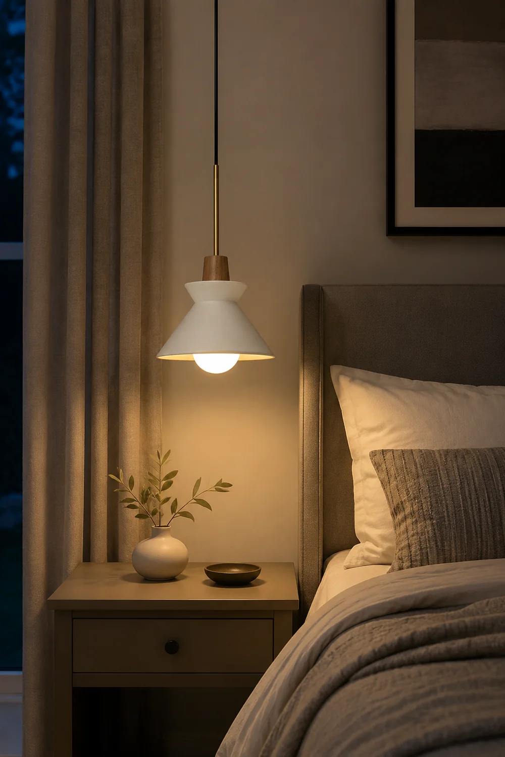 Modern White Concrete Cone Pendant Light - Lumpaz