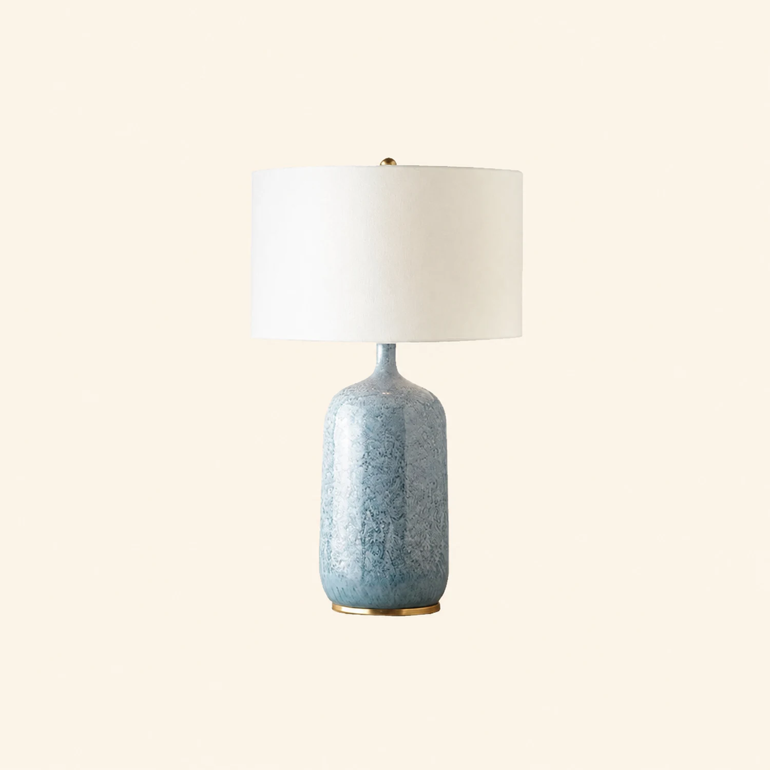 Sano Modern Minimalistisch LED Tischlampe Trommelform Blau Schlafzimmer Keramik&Textil 62CM Lang - Lumpaz