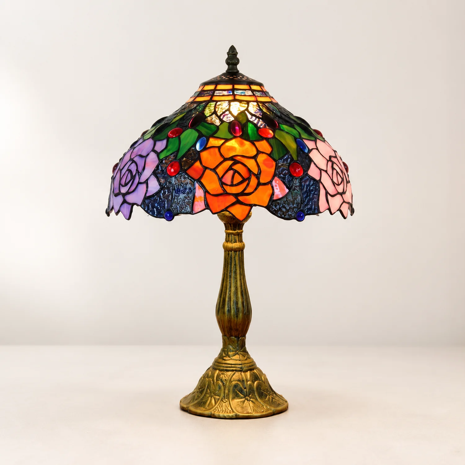 Alessio Design Bunt LED Tischlampe mit Kuppelschirm Wohn/Schlafzimmer Metall&Glas - Lumpaz