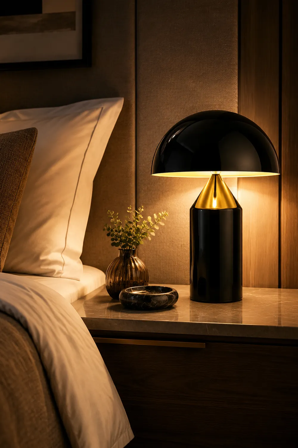 Salgado Tischleuchte Pilz Modern, Metall, Schwarz/Weiß/Gold, Esszimmer - Lumpaz