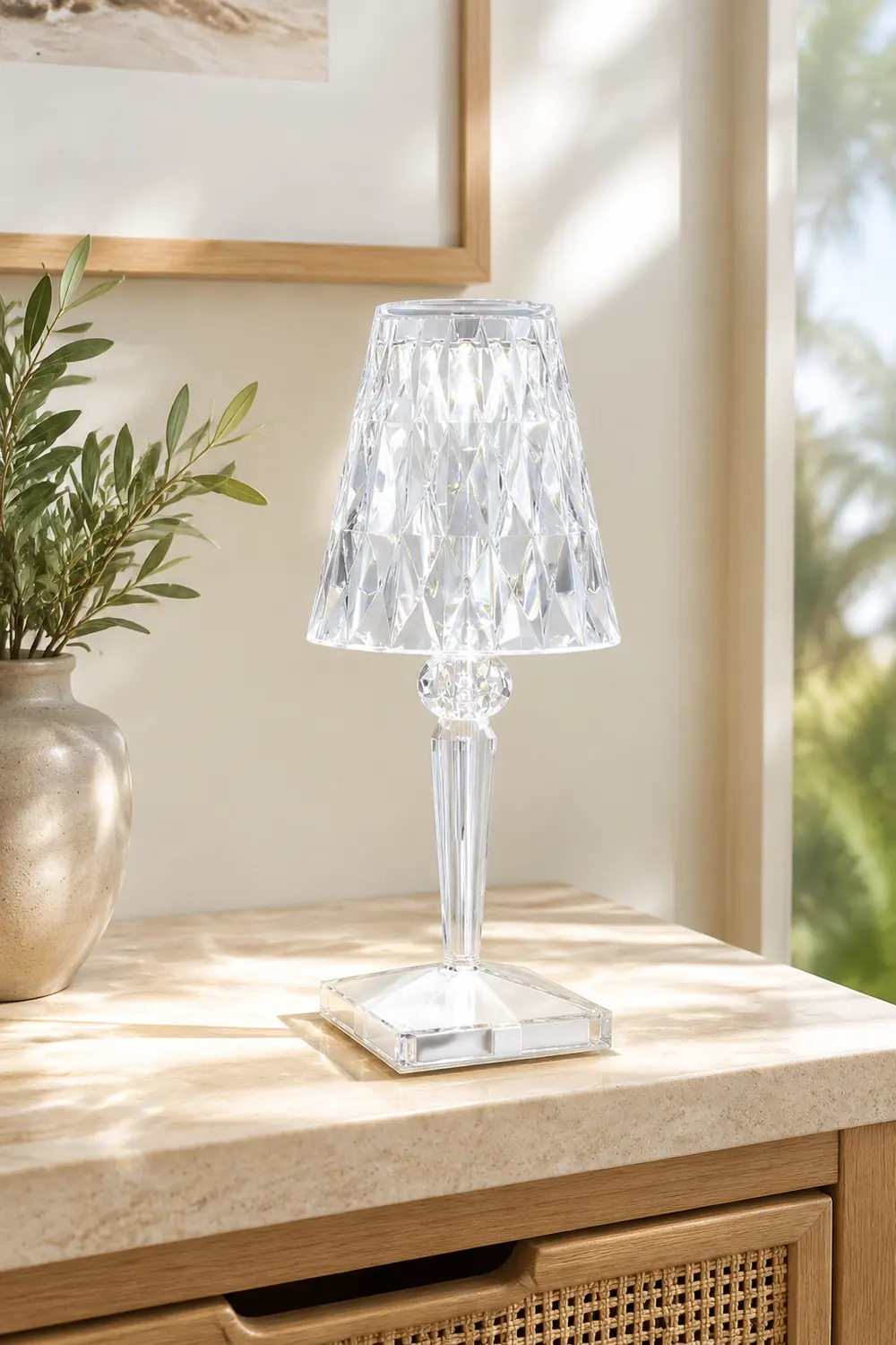 Kristy Design Kristall Diamant Tischlampe Licht, Wohn/Schlafzimmer, Acryl - Lumpaz