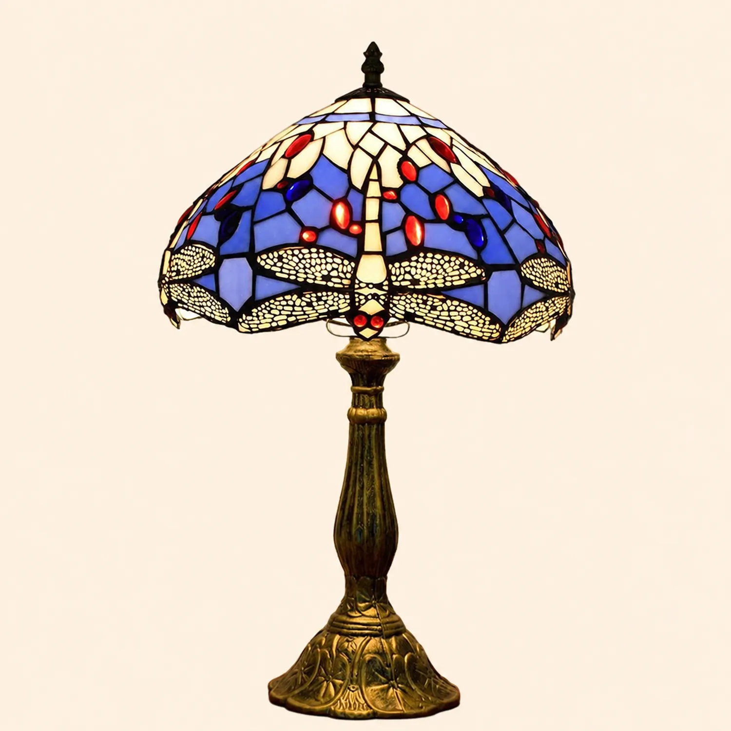 Alessio Design Bunt LED Tischlampe mit Kuppelschirm Wohn/Schlafzimmer Metall&Glas - Lumpaz