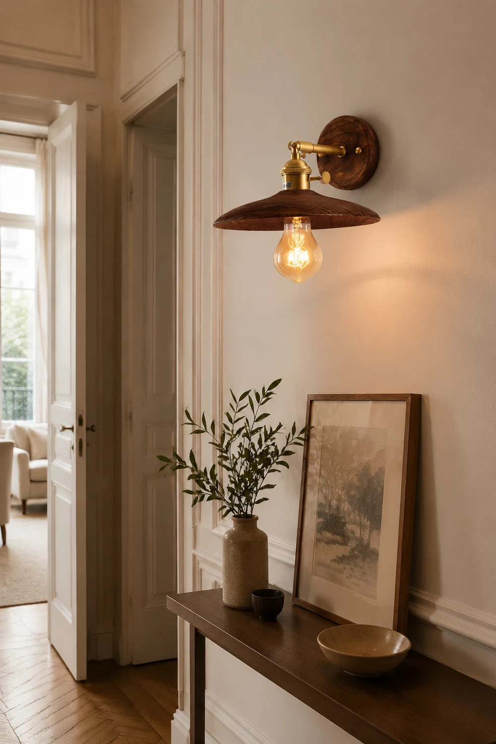 Walnut Flared Wall Light - Lumpaz