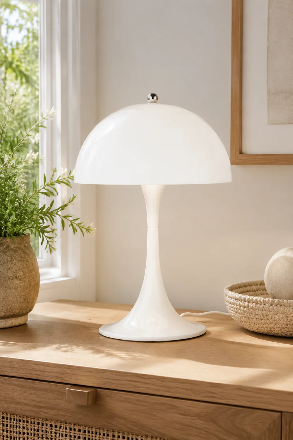 Salgado Minimalistische Tischlampe Metall, Weiß, Schlafzimmer/Wohnzimmer - Lumpaz