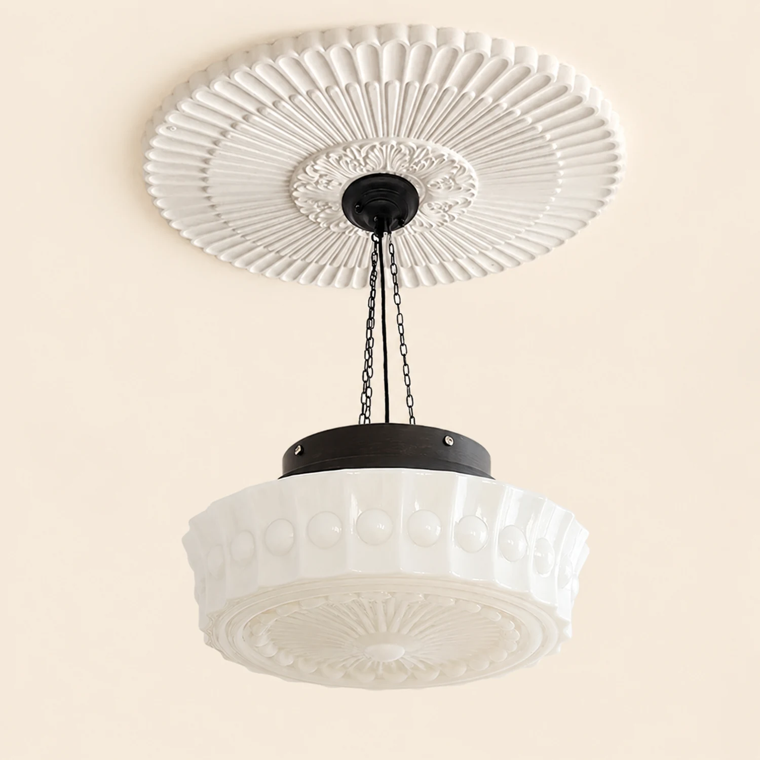 White Vintage Round Pendant Light - Lumpaz