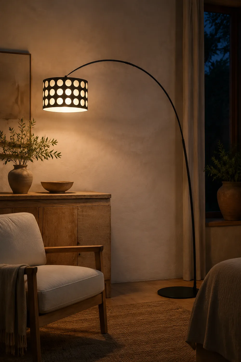 Polka Arc Fabric Floor Lamp - Lumpaz