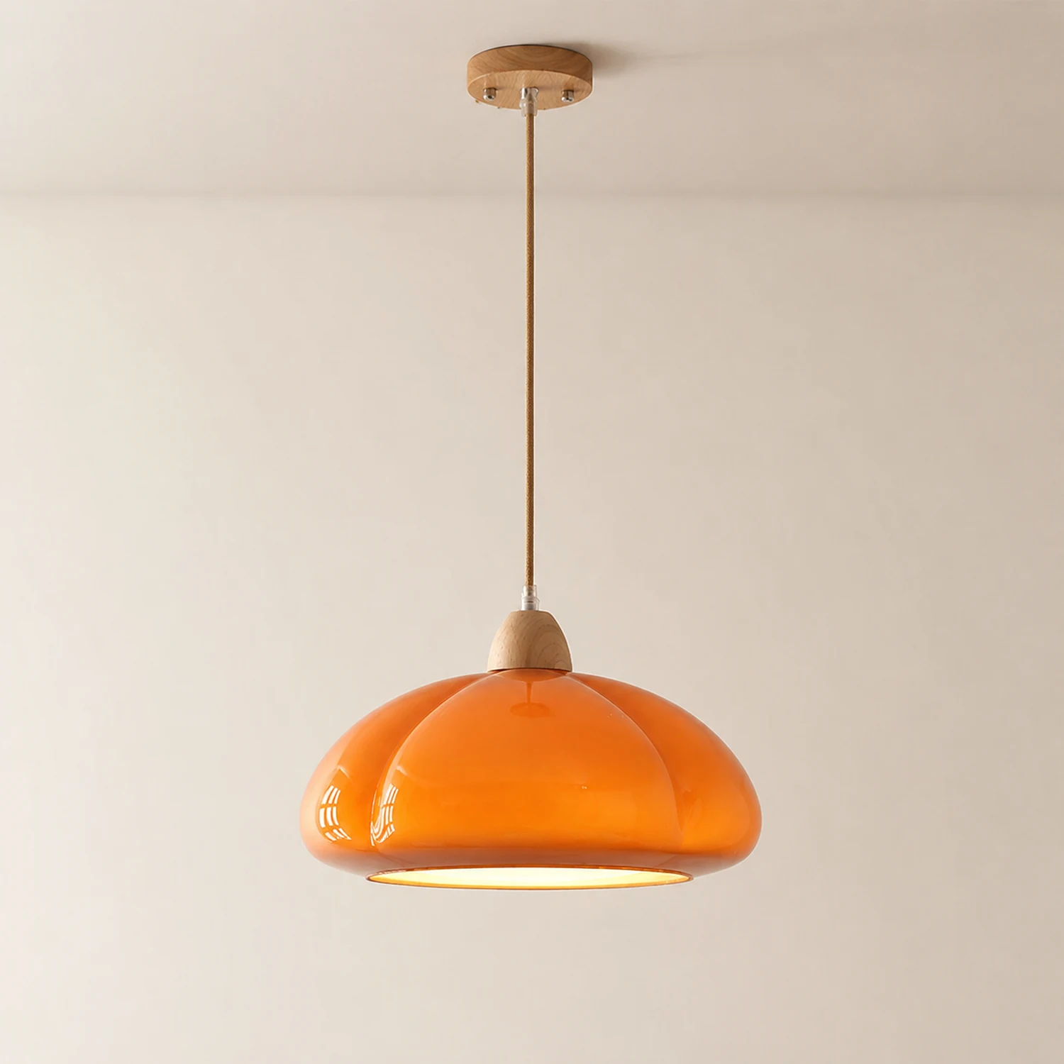 Vintage Glass Pumpkin Pendant Light - Lumpaz
