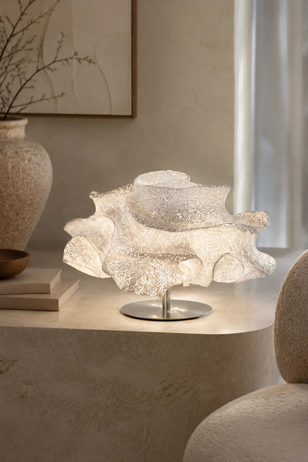 Renée Modern Tischlampe Blume, Silber, Wohnzimmer, Metall - Lumpaz