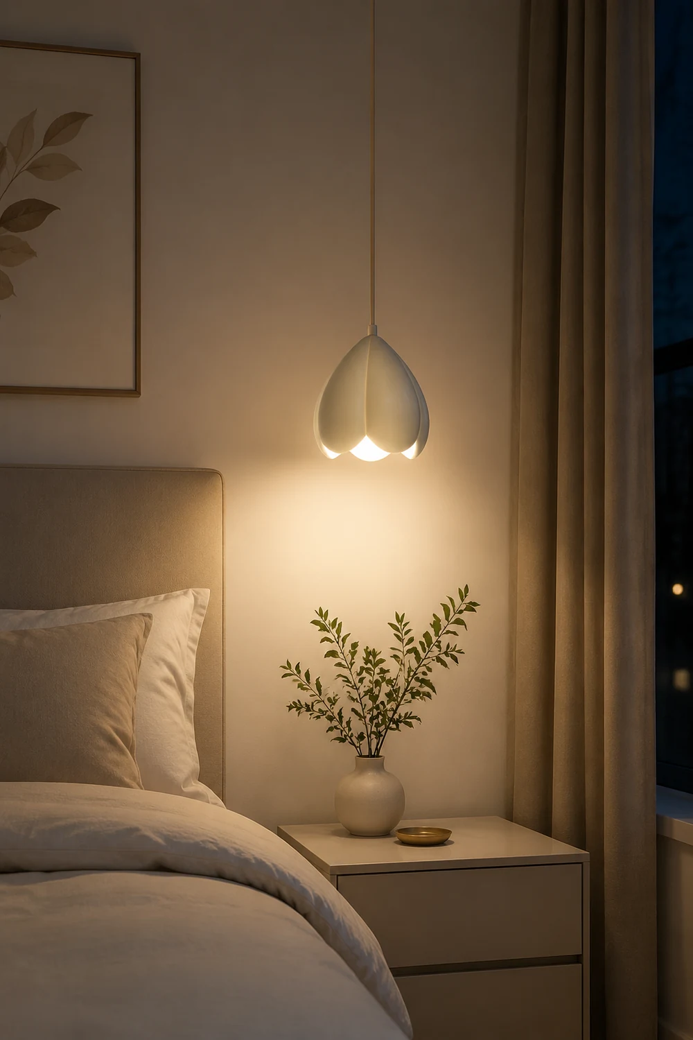 French Style Creamy Hanging Lamp Rustic Nature-Inspired Design Pendant Light - Lumpaz