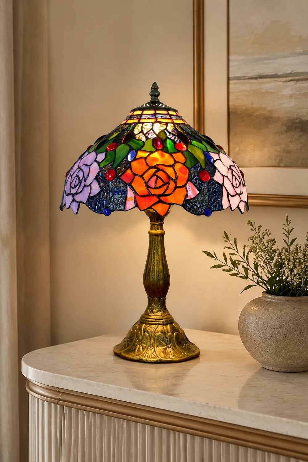 Alessio Design Bunt LED Tischlampe mit Kuppelschirm Wohn/Schlafzimmer Metall&Glas - Lumpaz