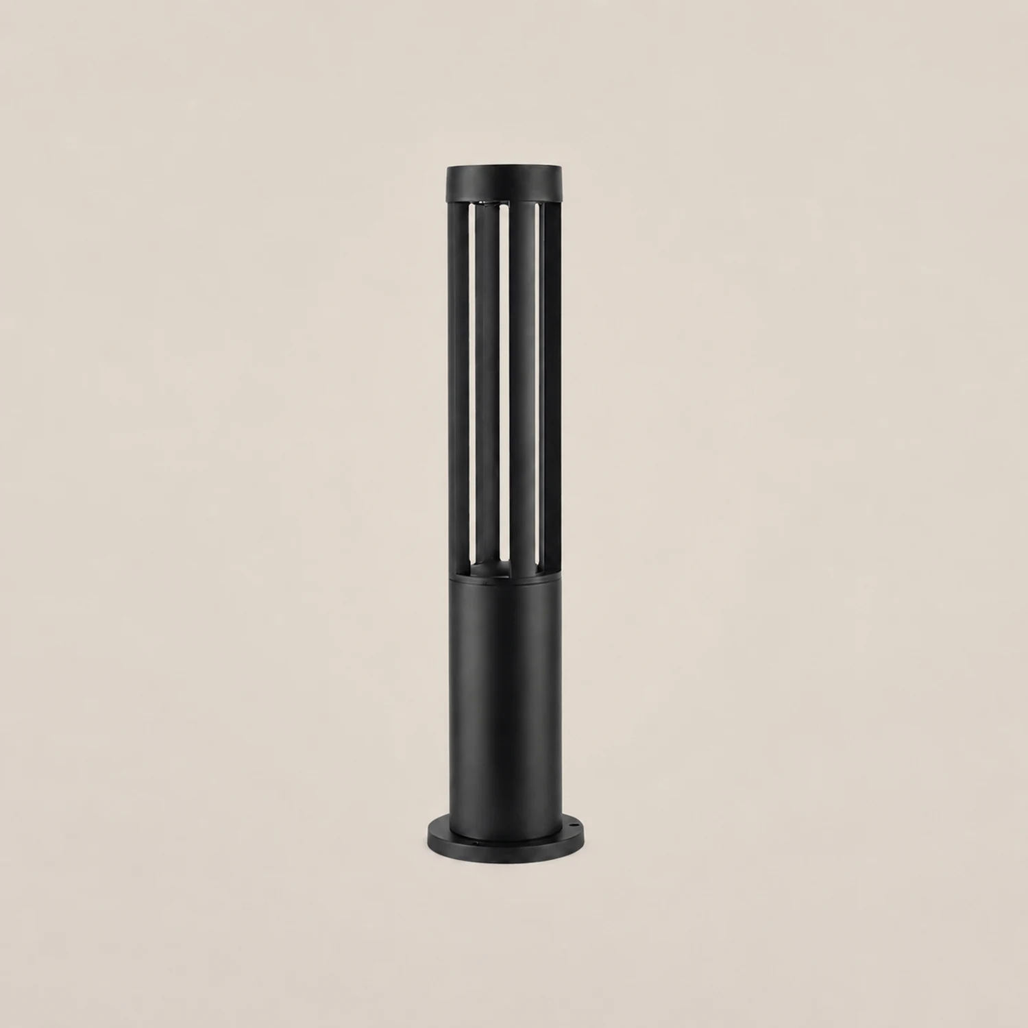 Black Cylindrical Garden Outdoor Light with Solar Panel - Lumpaz