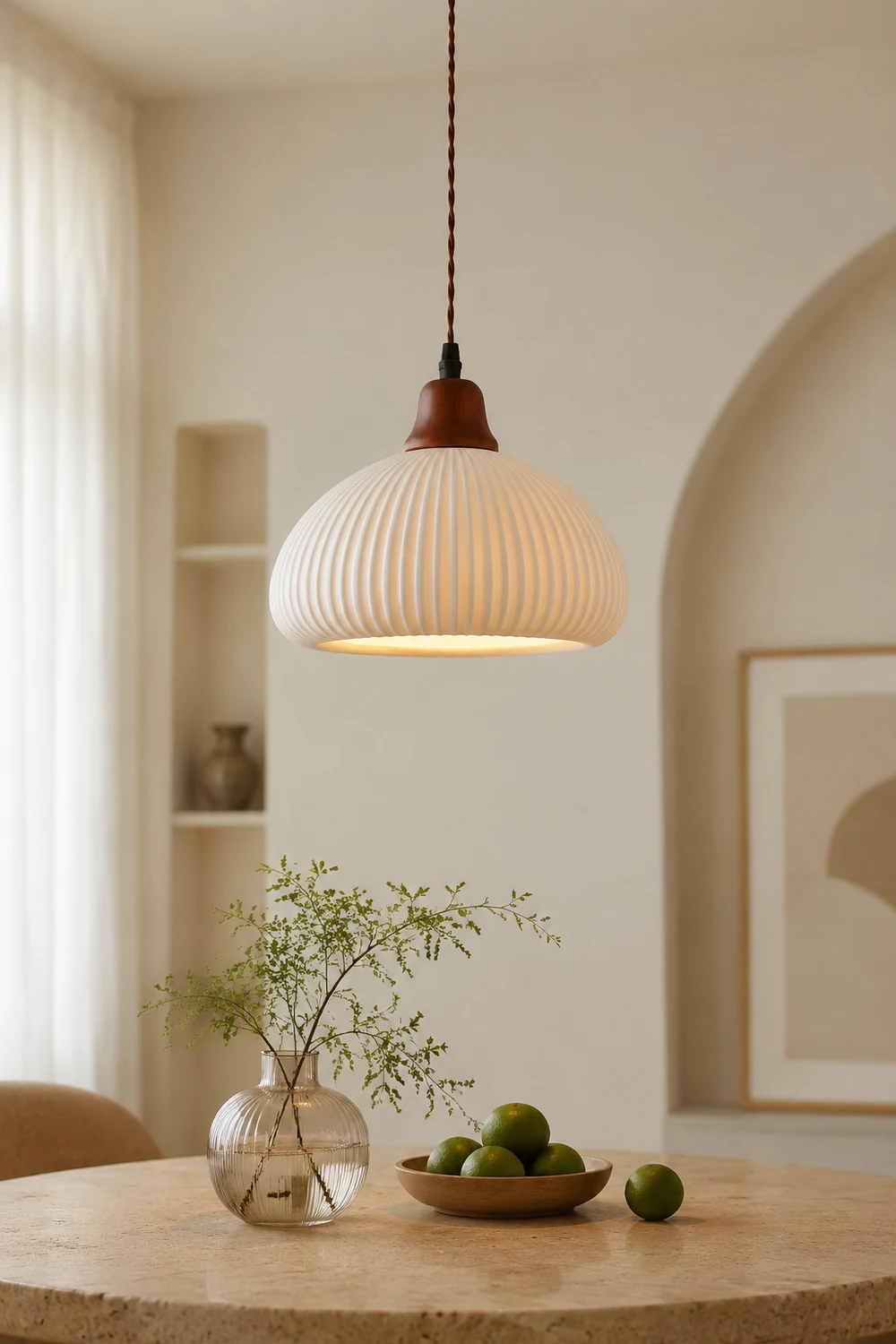 Vintage Nordic Ceramic White Pendant Light For Dining Room - Lumpaz