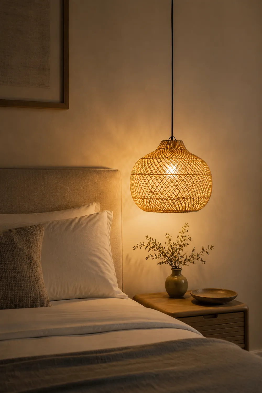Handmade Wicker Basket Rattan Pendant Light - Lumpaz