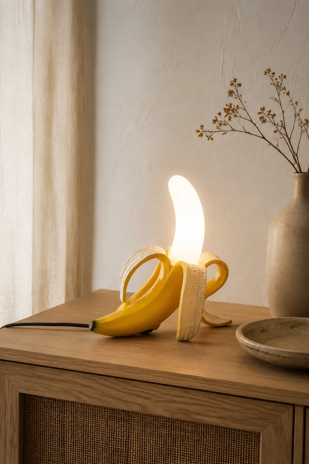 Celesta Creative Banana Resin/Glass Table Lamp, Yellow/Gold - Lumpaz
