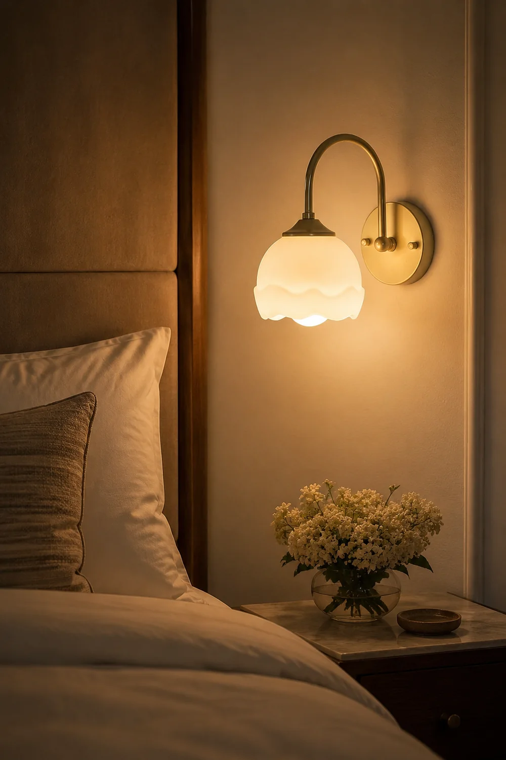 Milk White Floral Wall Lamp - Lumpaz