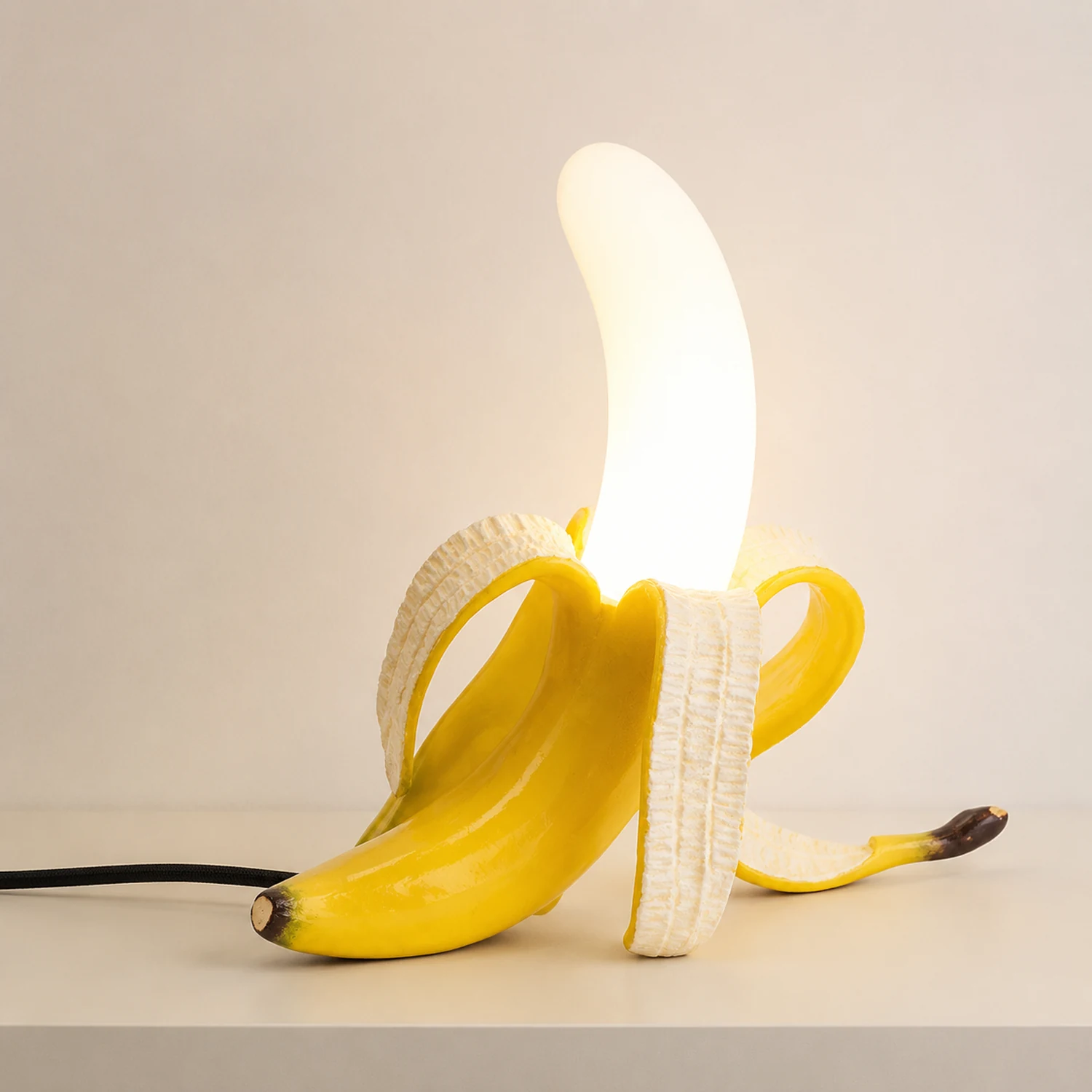 Celesta Creative Banana Resin/Glass Table Lamp, Yellow/Gold - Lumpaz