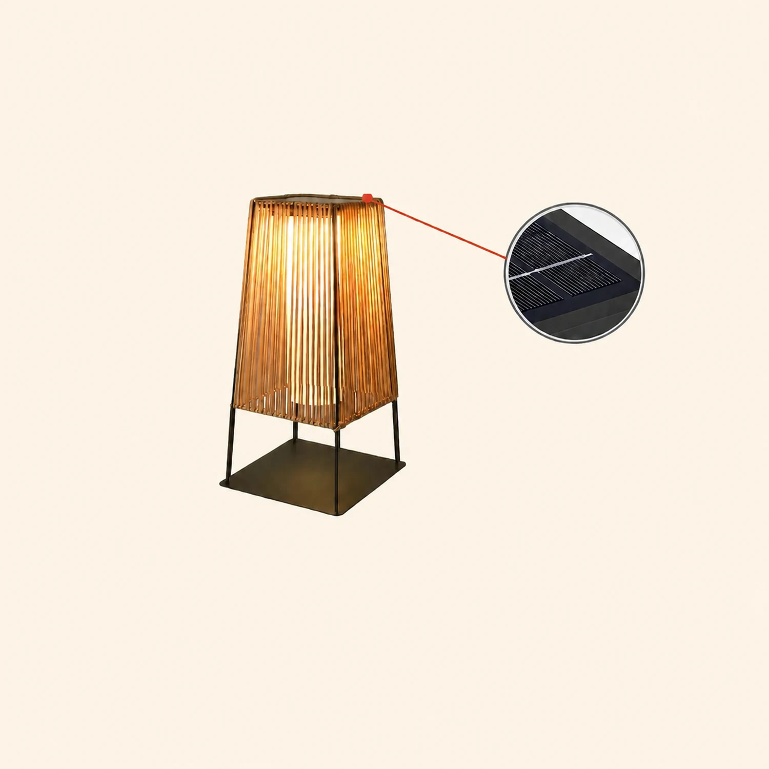 Plastic Rattan Outdoor Post Light with Solar Panel - Lumpaz