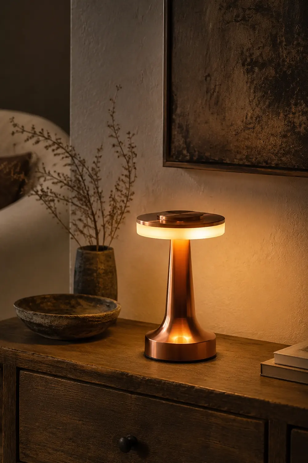 Salgado Modern Pilz Tischleuchte Metall, Bronze/Gold/Silber， Wohnzimmer - Lumpaz