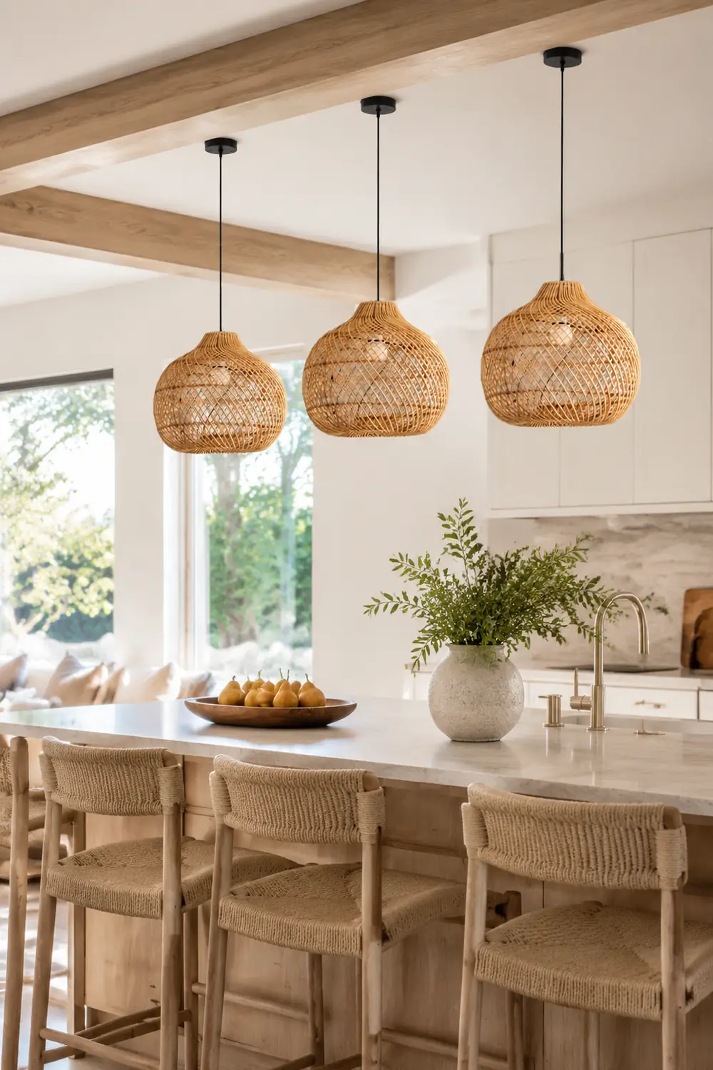 Handmade Wicker Basket Rattan Pendant Light - Lumpaz