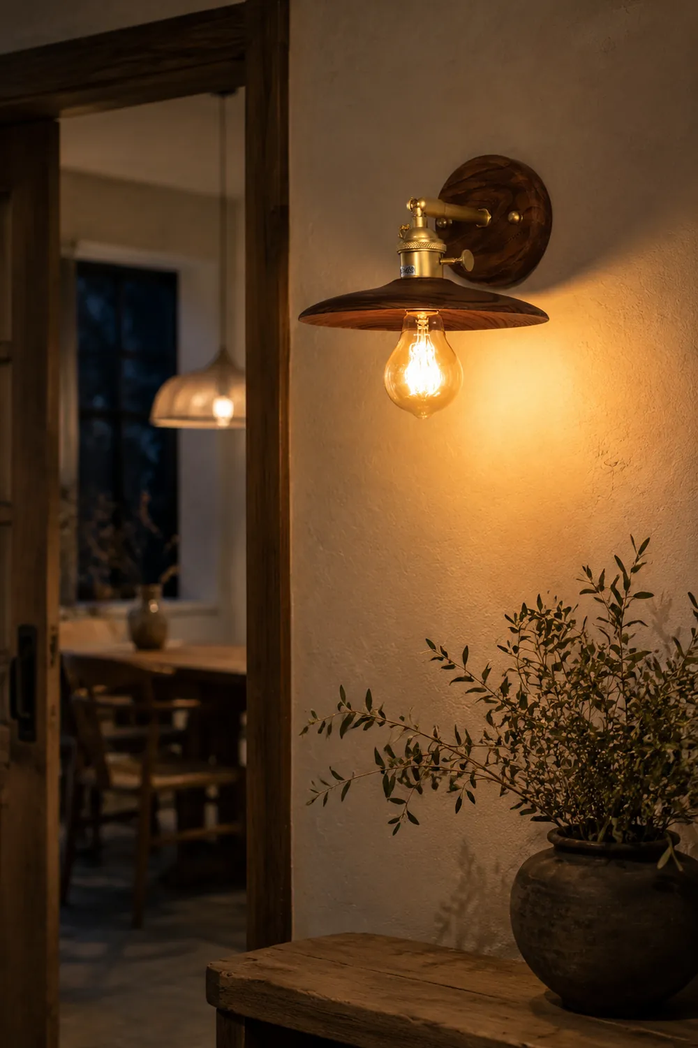 Walnut Flared Wall Light - Lumpaz