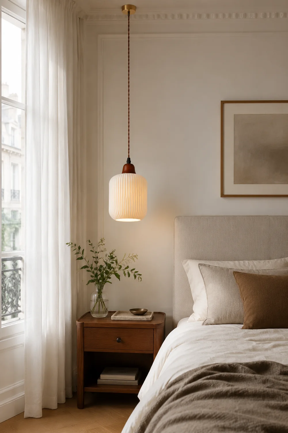 Vintage Nordic Ceramic White Pendant Light For Dining Room - Lumpaz
