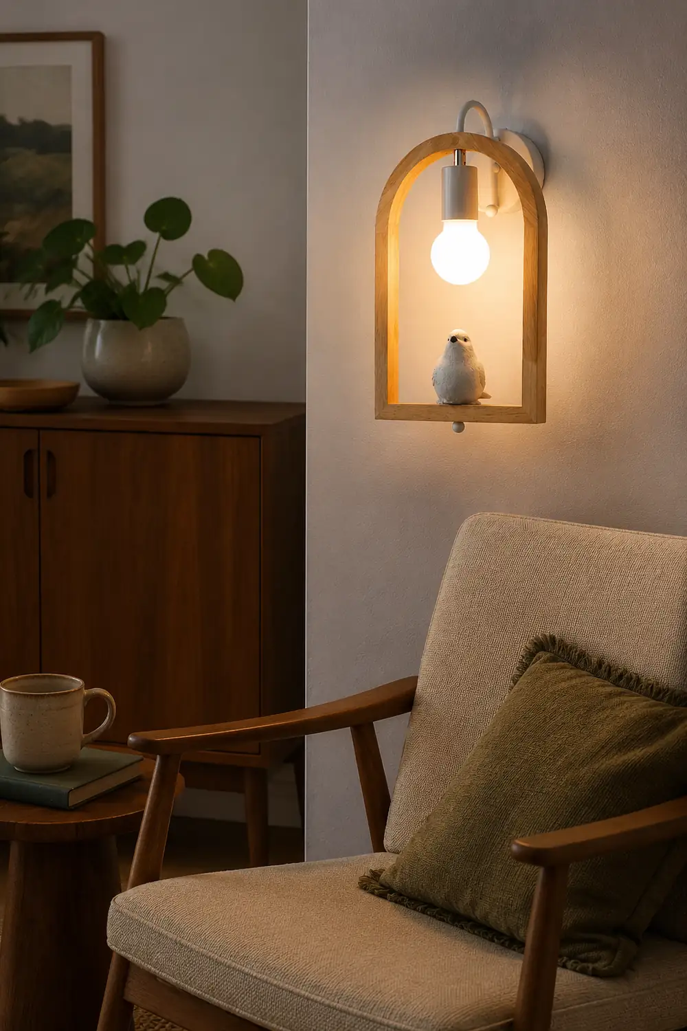Wood Bird Resin Wall Light - Lumpaz