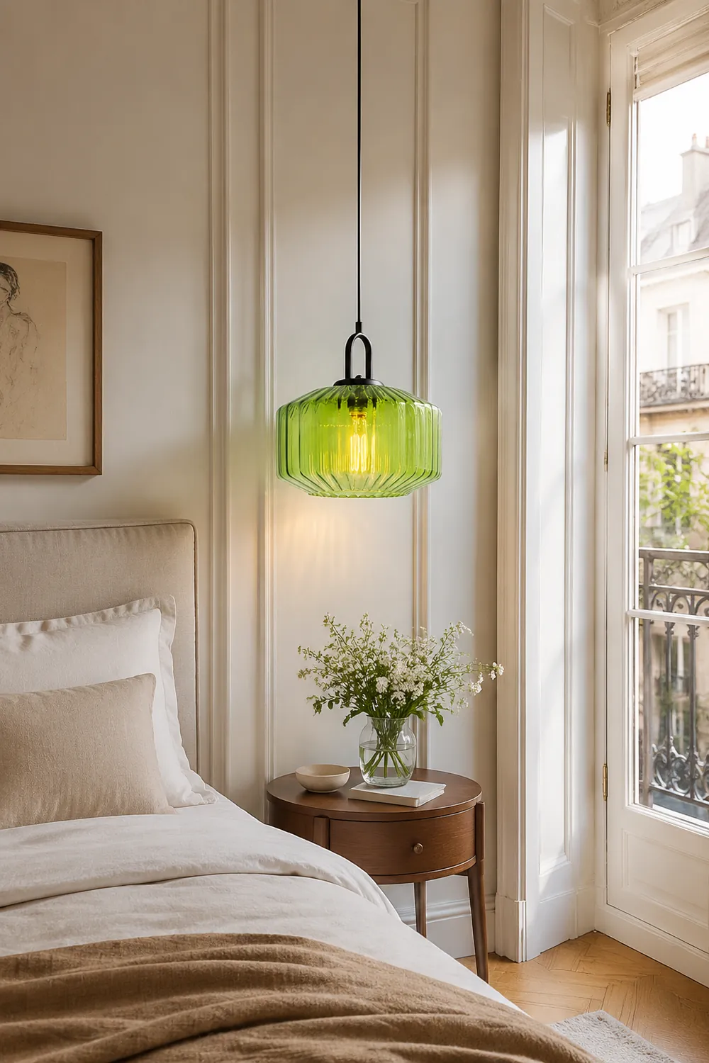 Mid Century Striped Glass Pendant Light - Lumpaz