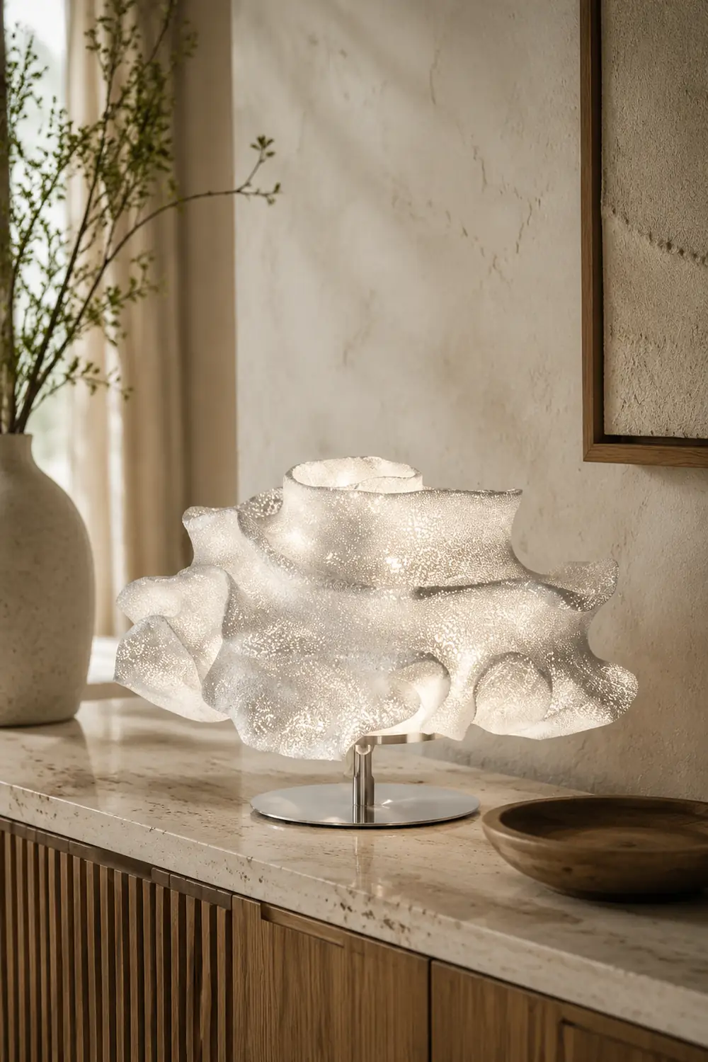 Renée Modern Tischlampe Blume, Silber, Wohnzimmer, Metall - Lumpaz