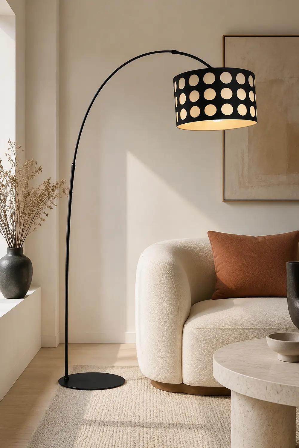 Polka Arc Fabric Floor Lamp - Lumpaz