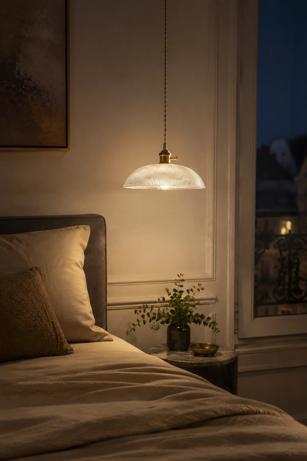 Vintage INS Glass Ribbed Pendant Light - Lumpaz