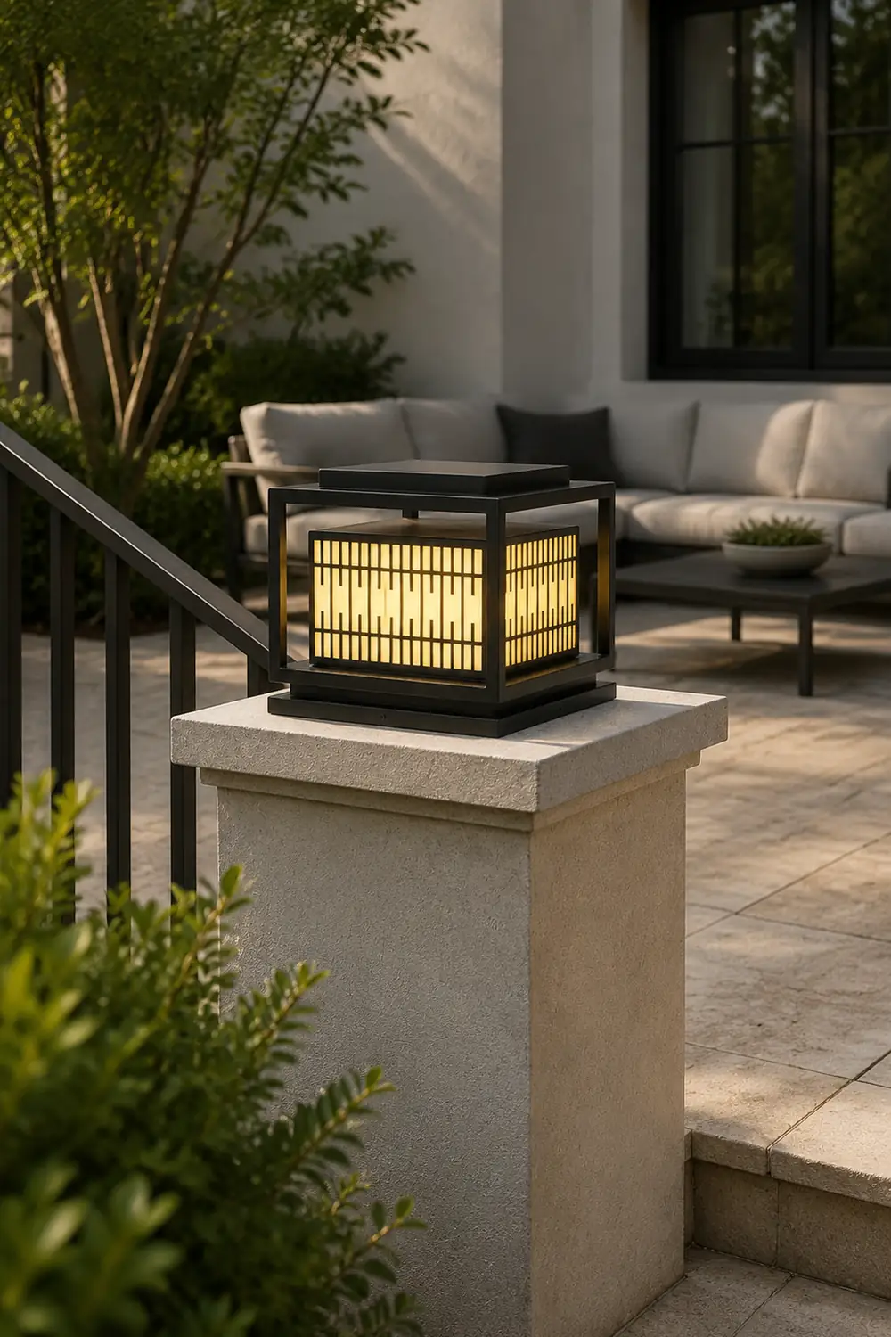 Window Grille Outdoor Post Light - Lumpaz