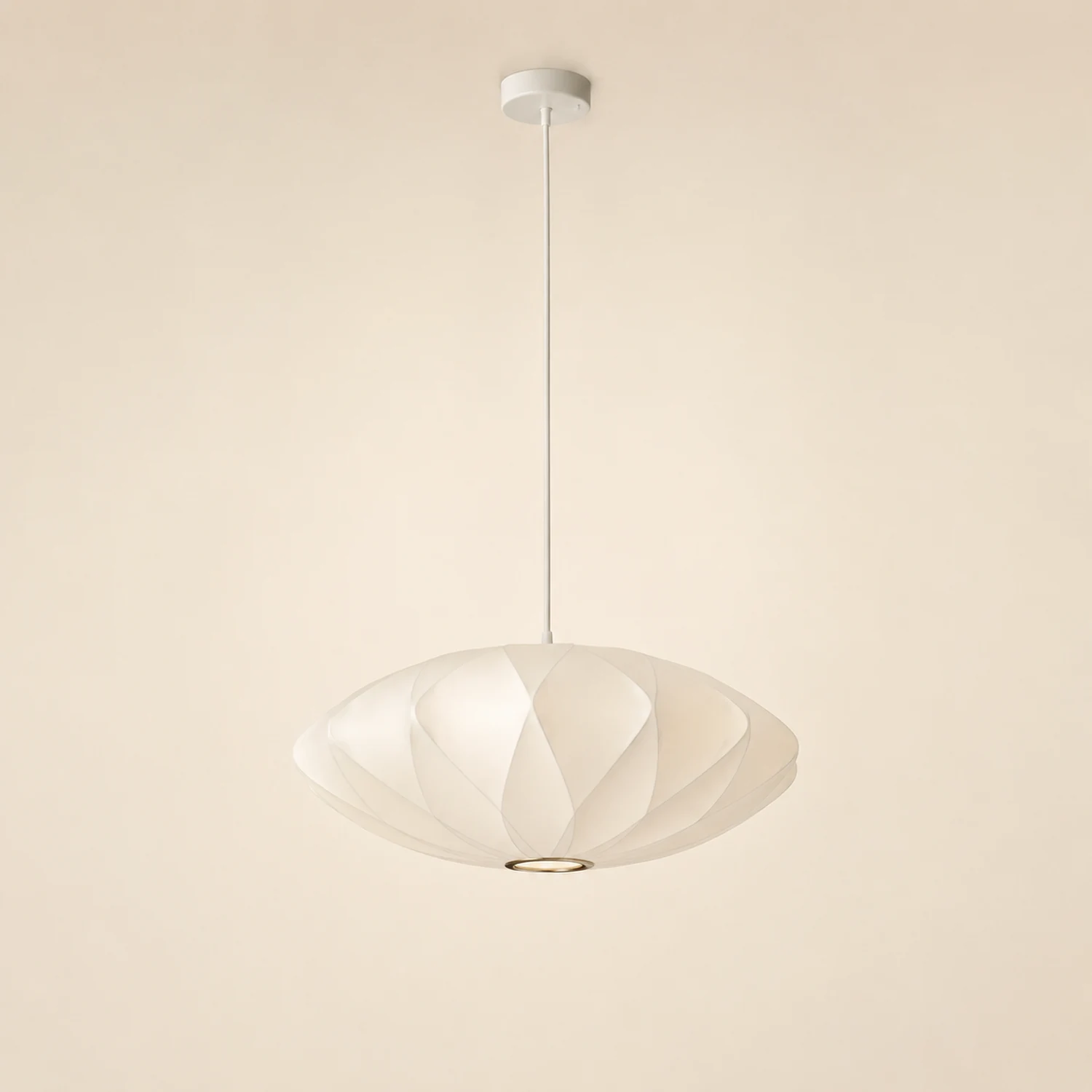 Nordic White Lantern Saucer Pendant Light For Living Room - Lumpaz