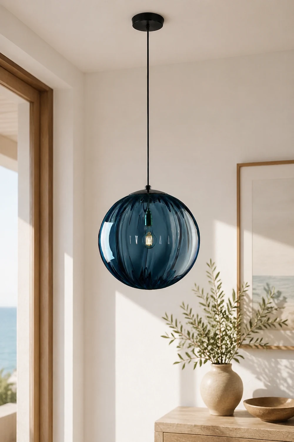 Modern Simple Round Glass Pendant Light - Lumpaz