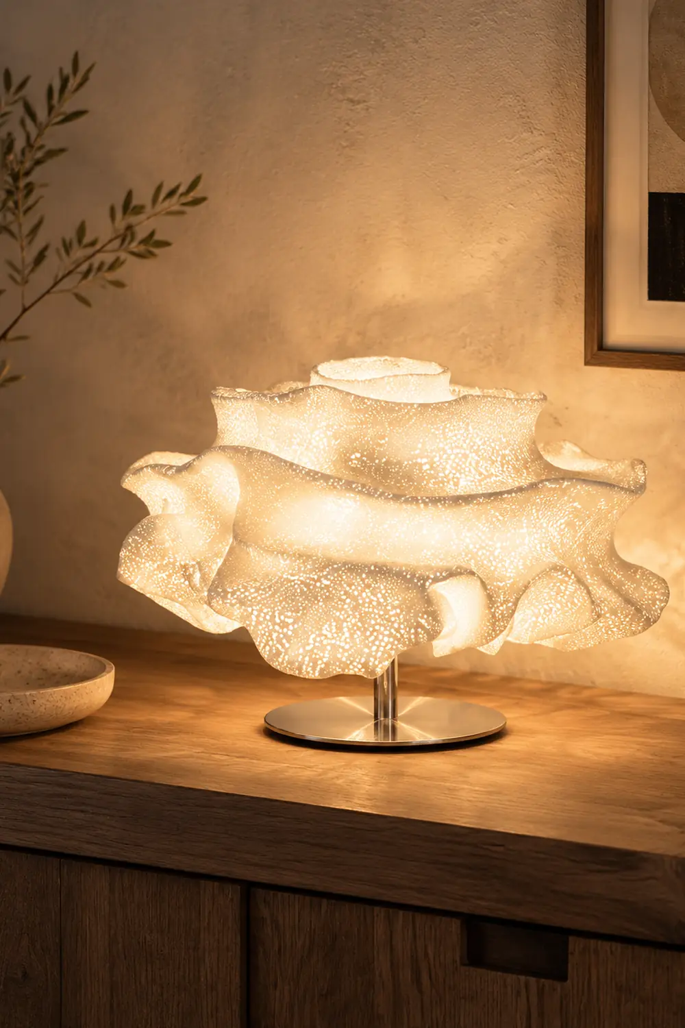 Renée Modern Tischlampe Blume, Silber, Wohnzimmer, Metall - Lumpaz
