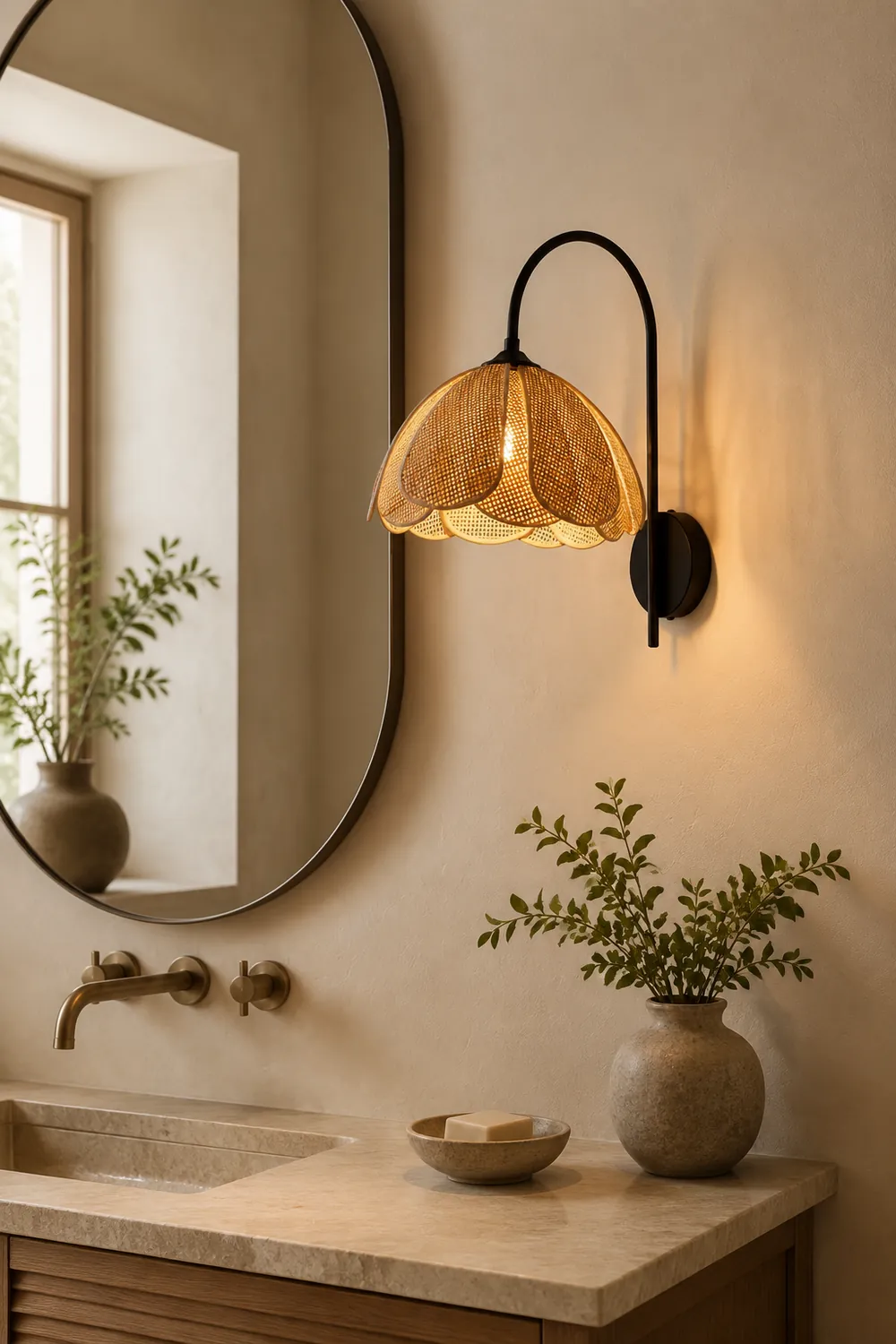 Rattan Petal Wall Lamp - Lumpaz
