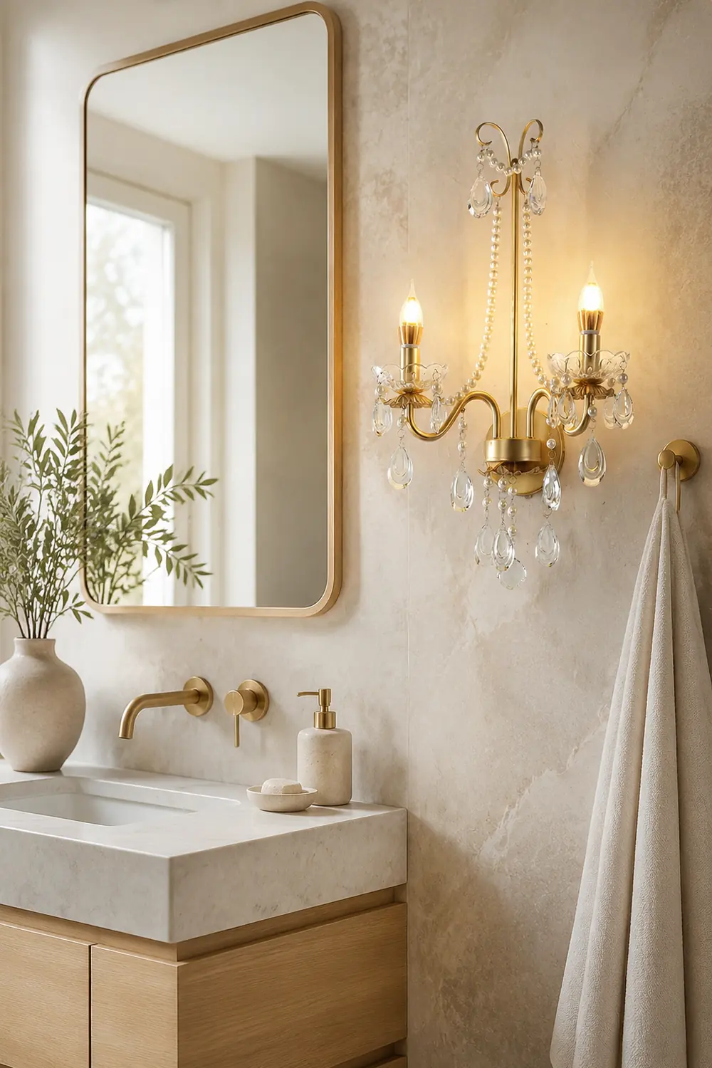 Crystal Pearl Chain Wall Lamp - Lumpaz