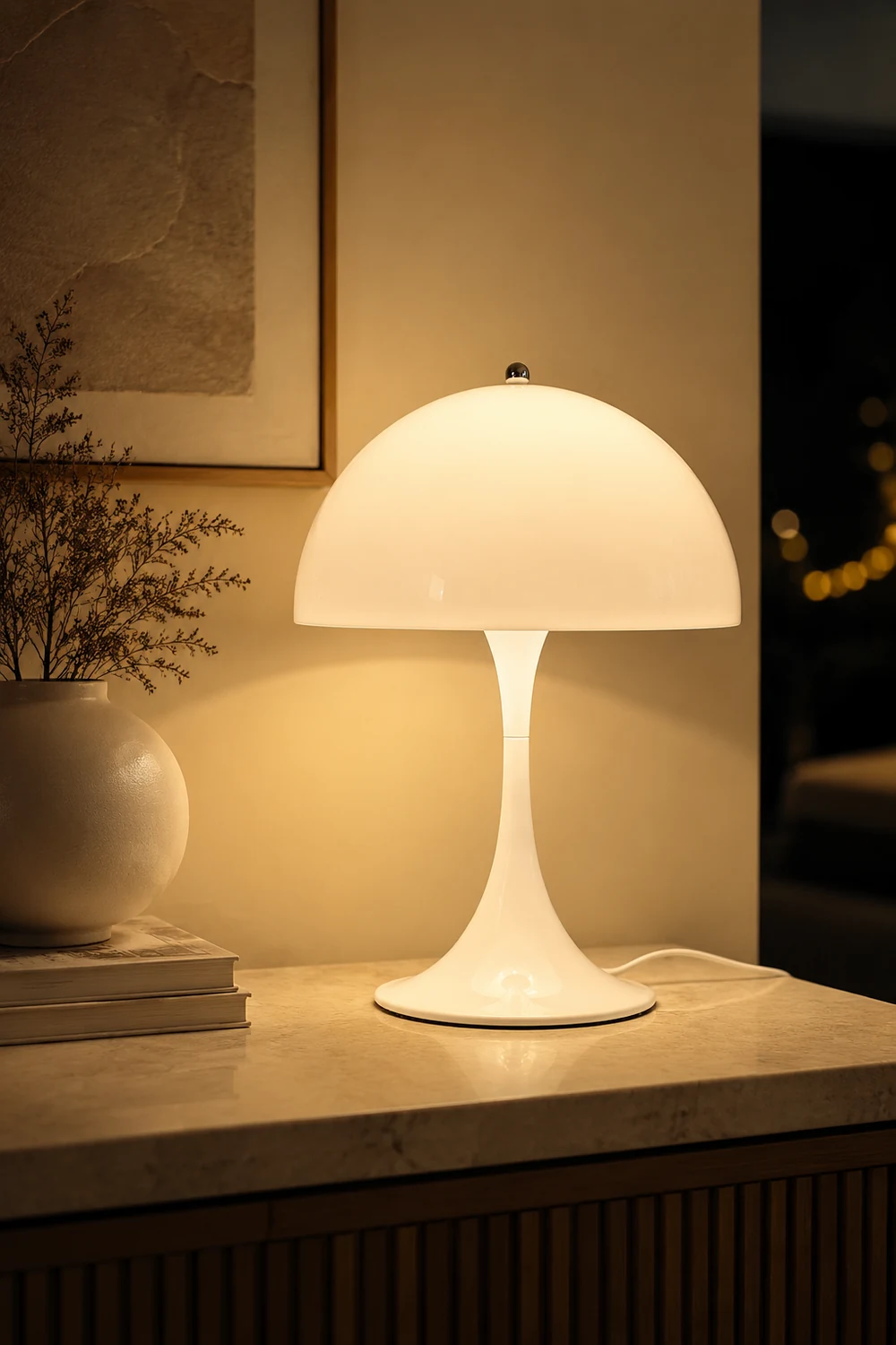 Salgado Minimalistische Tischlampe Metall, Weiß, Schlafzimmer/Wohnzimmer - Lumpaz
